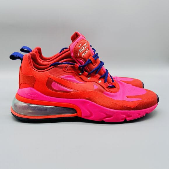 Nike Shoes Mens 8 Pink Red Air Max 270 React Athletic Sneakers Comfort Lace Up - Picture 1 of 12
